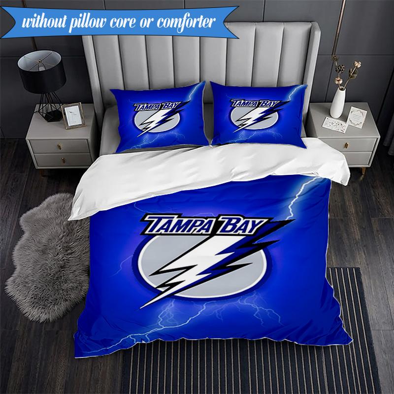 3PCS Tampa Lightning Logo Bedding Set,Including 1pc Duvet Cover And 2pcs Pillowcases Perfect for Bedroom, Dormitory, Fan Christmas gift