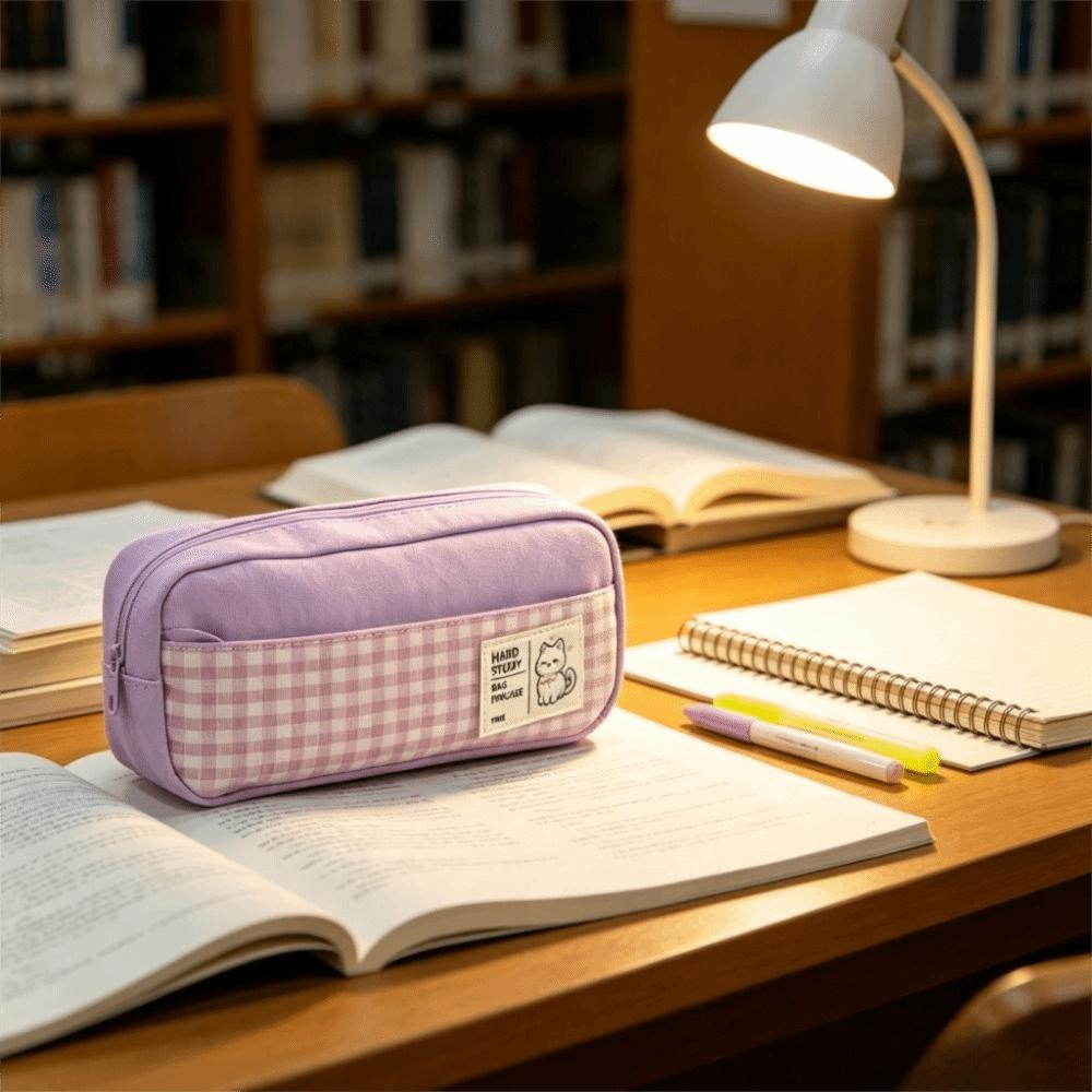 Pastel Color Pen Bag Double Layers Stationery Storage Bag Gift Pencil Pouch Office