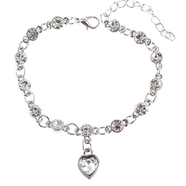 Подвесной шарм в форме сердца с кубическим цирконием и красочным браслетом из нержавеющей стали с кубическим цирконием для женщин