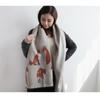 Luxury Fox Pattern Scarf Female Thick Faux Cashmere Ring Women Pashmina Tassel Double Side Fashion Winter Warm Streetwear Wrap