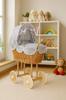 Natalia Natural Wicker Doll Pram Tall with Gray Bedding and Lining