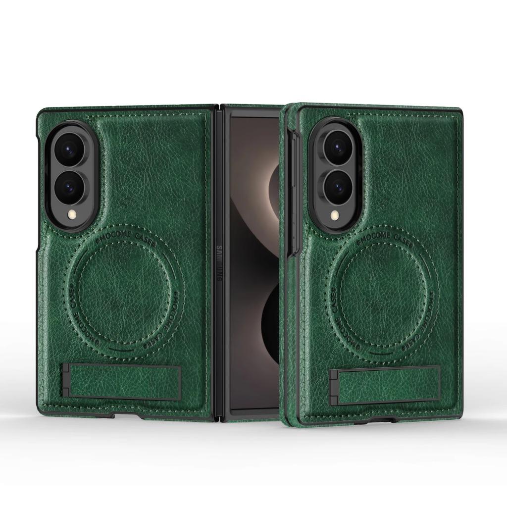 Luxury Business For Magsafe Magnetic Kickstand Leather Phone Case For Samsung Galaxy Z Fold 8 Ultra 7 6 5 4 3 Shockproof Cover