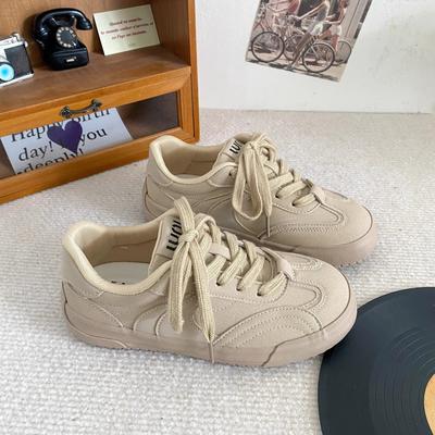 2025 весна новая нишевая ретро красные немецкие тренировочные туфли женские бордовые женские туфли толстая подошва универсальные красные туфли