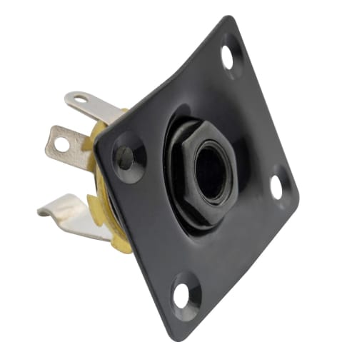 Musiclily Rectangular Electric Guitar Input Jack Plate & Socket, Black