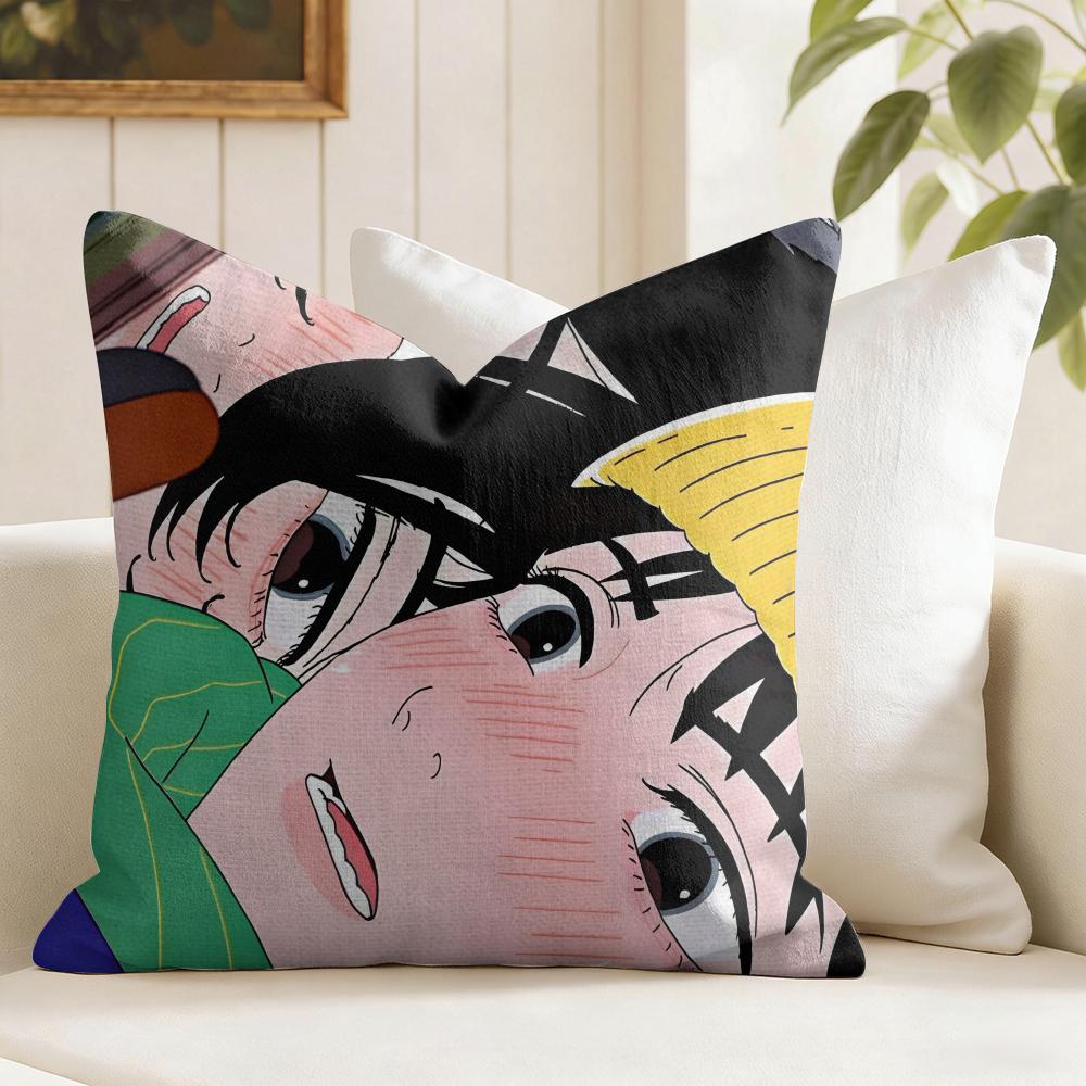 Look BBack Anime Cushion Cover Summer Linen Pillow Case Organic Fabric Cushion Cover DoubleSided Print Sofa Home Decor