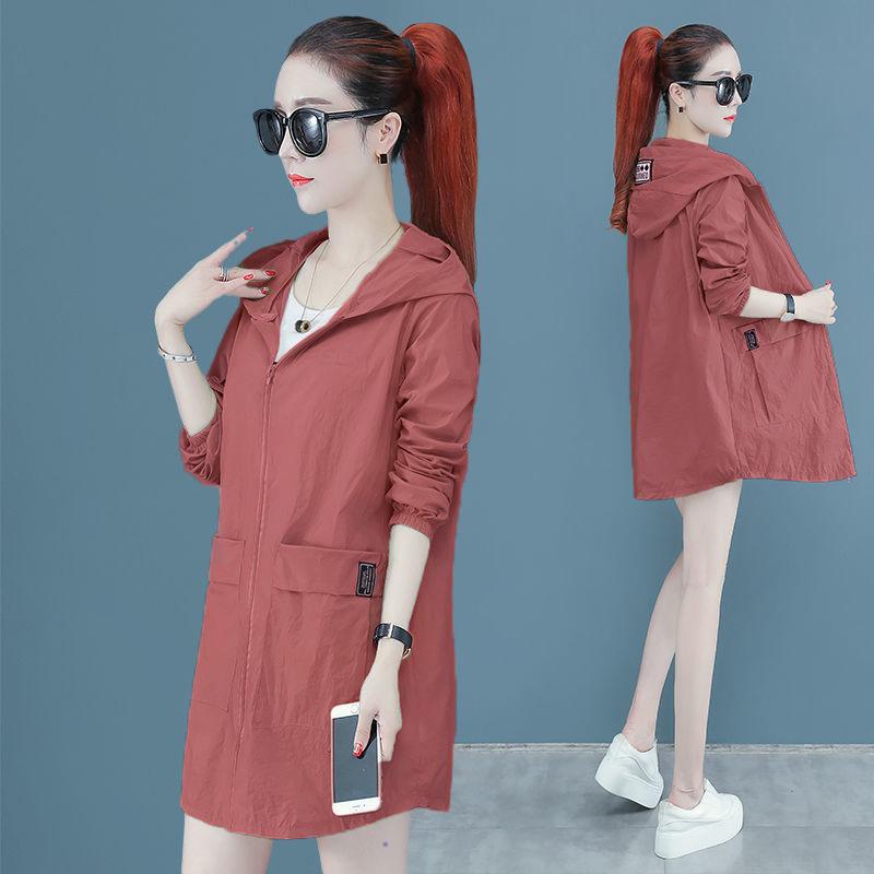 Солнцезащитная одежда женская тонкая средней длины большого размера свободная дышащая анти-ультрафиолетовая солнцезащитная куртка