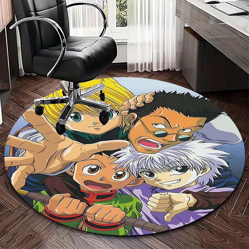 1pc Anime Cartoon Design Round Carpet - Office Chair Mat, Non-Slip Rug for Home Decor, Living Room, Bedroom, Game Room, Dormitory Flooring Gift Idea.W