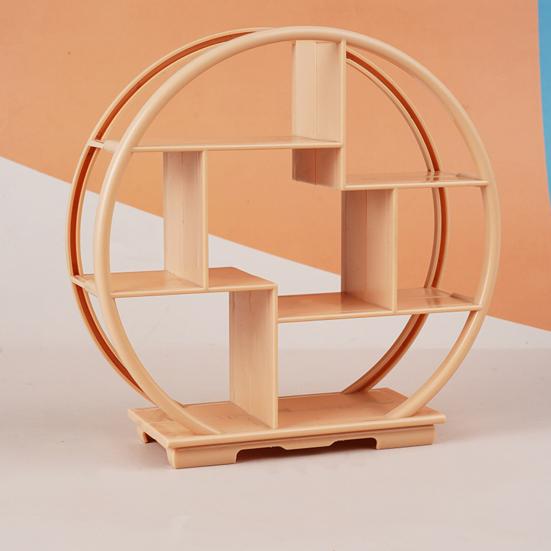 Yousheng Miniature Display Shelf Chinese Style Furniture Round Decorative Shelf Ornament for 1:12 Dollhouse Miniature Model