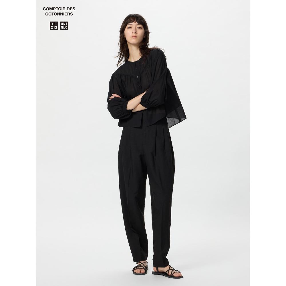 Uniqlo Длинные брюки из японской льняной смеси Barrel Leg