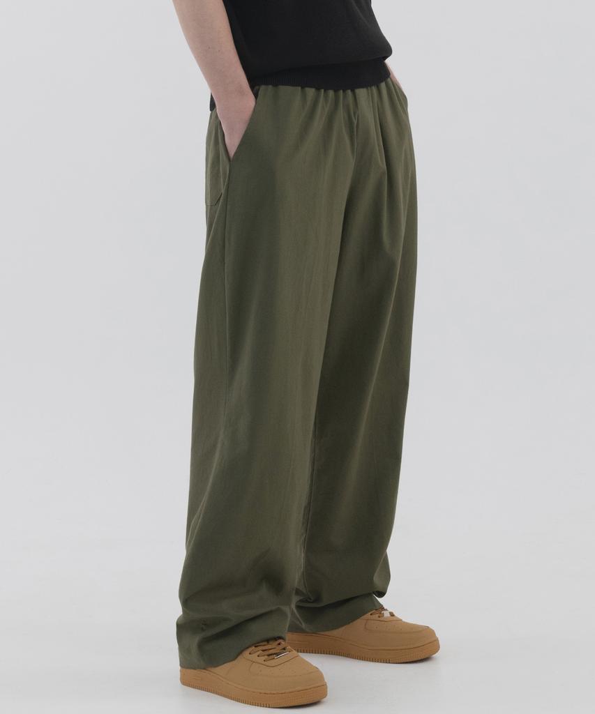 PIANER Linen-Like Semi-Wide Pants (Khaki)
