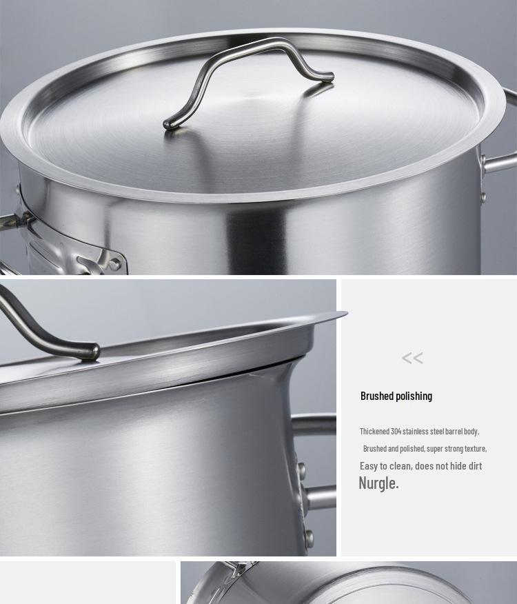Премиальная утолщенная кастрюля из нержавеющей стали с многослойным дном, пескоструйная обработка для коммерческого использования