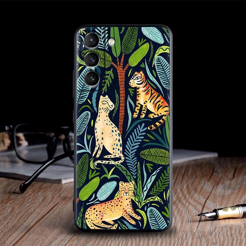 Оригинальные чехлы с принтом леопарда и животных джунглей для Galaxy S24 Ultra Funda Samsung S21 S23 FE S20 S22 Ultra S10 Plus Мягкий чехол