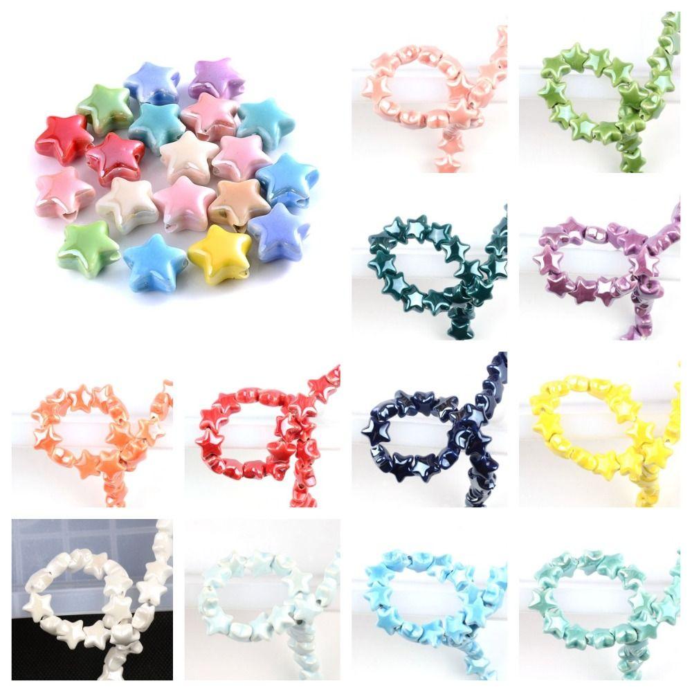 10pcs Ceramic Ceramic Spacer Loose Beads Cartoon Design Jewelry Making Material Star Beads Women