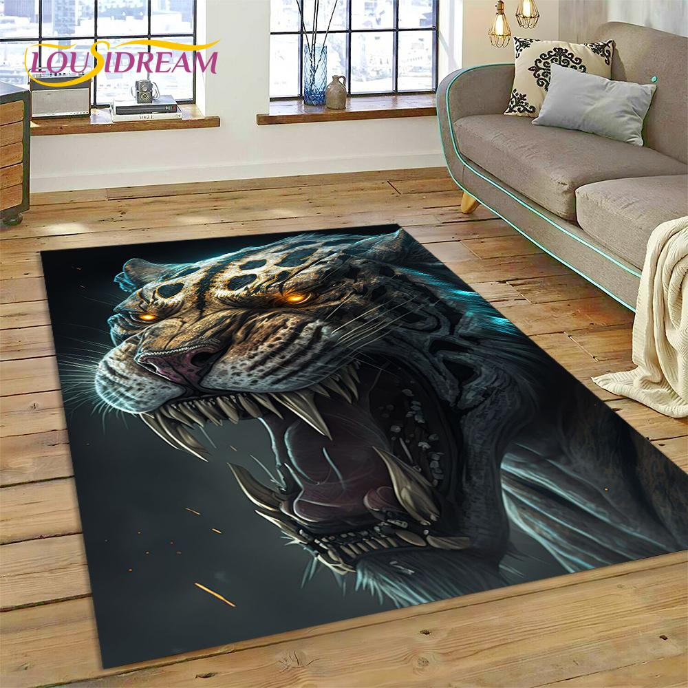 3D зверь, тигр, лев, животное, дикая природа, мультяшный ковер, ковер для дома, гостиной, спальни, дивана, коврик для двери, декор, детский коврик, нескользящий коврик