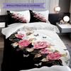 1PC Rose pattern Bedding Quilt Set Quilt Cover Pillowcase Home Decoration Birthday Gift (1 * duvet cover + 2 * pillowcase, without core)
