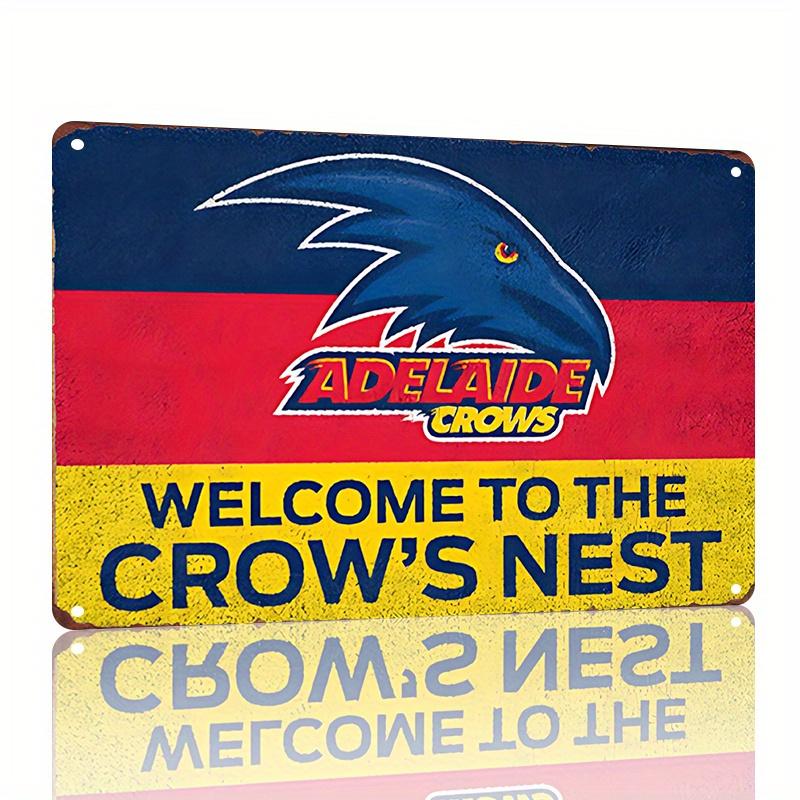 Adelaide Crows AFL Team Flag Metal Tin Sign Officially Licensed Merchandise VintageInspired Wall Decor for University Ba