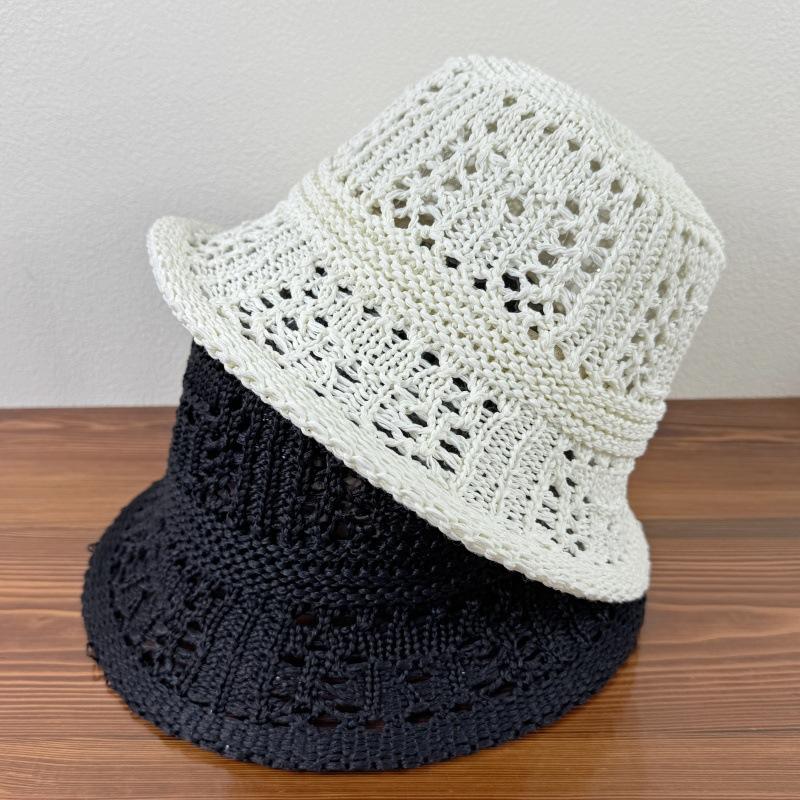 Женская соломенная шляпа, дышащая, с выемками, для летнего отдыха на море, защита от солнца и солнцезащитная шляпа, вязаная рыбацкая шляпа