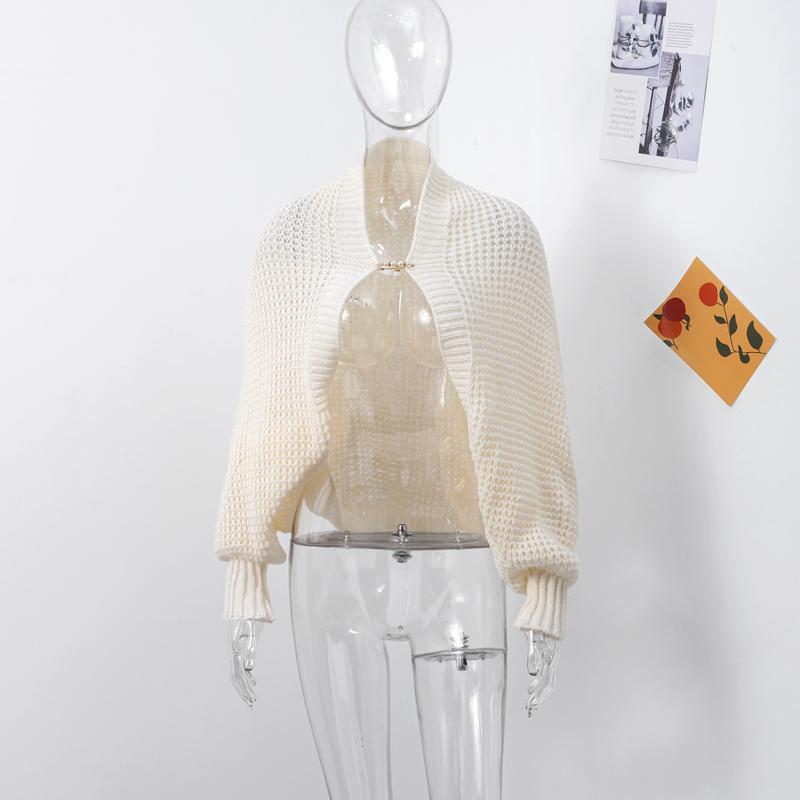 Женские укороченные болеро свитера с длинным рукавом кардиган с открытым передом легкая вязаная шаль накидка пончо