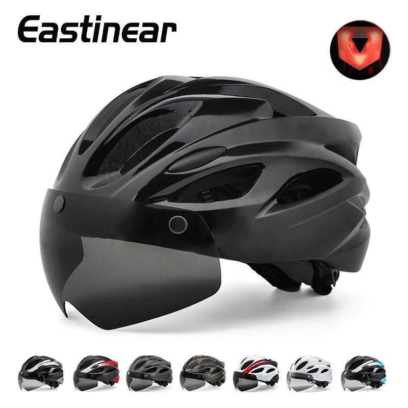 Eastinear Bicycle Helmet Adult Men and Women Outdoor Highway Mountain Biking Helmet With Magnetic Goggles and Shiny Tail Lights