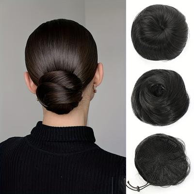 Женские синтетические шиньоны для волос, пучок, пончик, накладные волосы, коричневые, красные, синтетические, высокотемпературные волокна