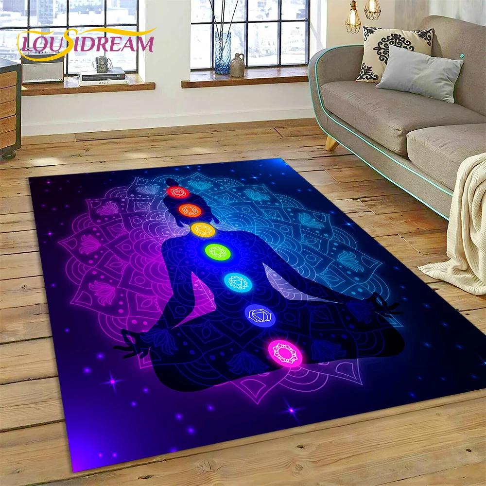 3D ковер для йоги, медитации, Радуги, 7 чакр, ковер для спальни, гостиной, домашний диван, украшение, детская игра, большой декор, напольный коврик