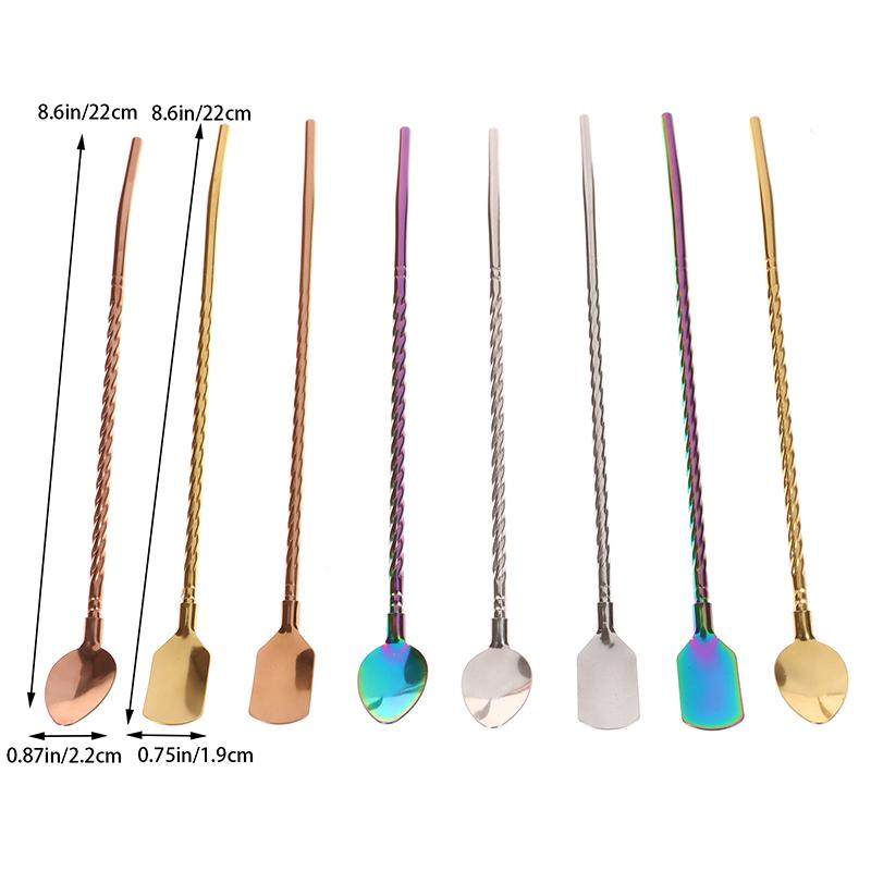 Ложка для перемешивания из нержавеющей стали, коктейльная ложка со спиральным узором, барменские инструменты, ложка-капля, барный инструмент