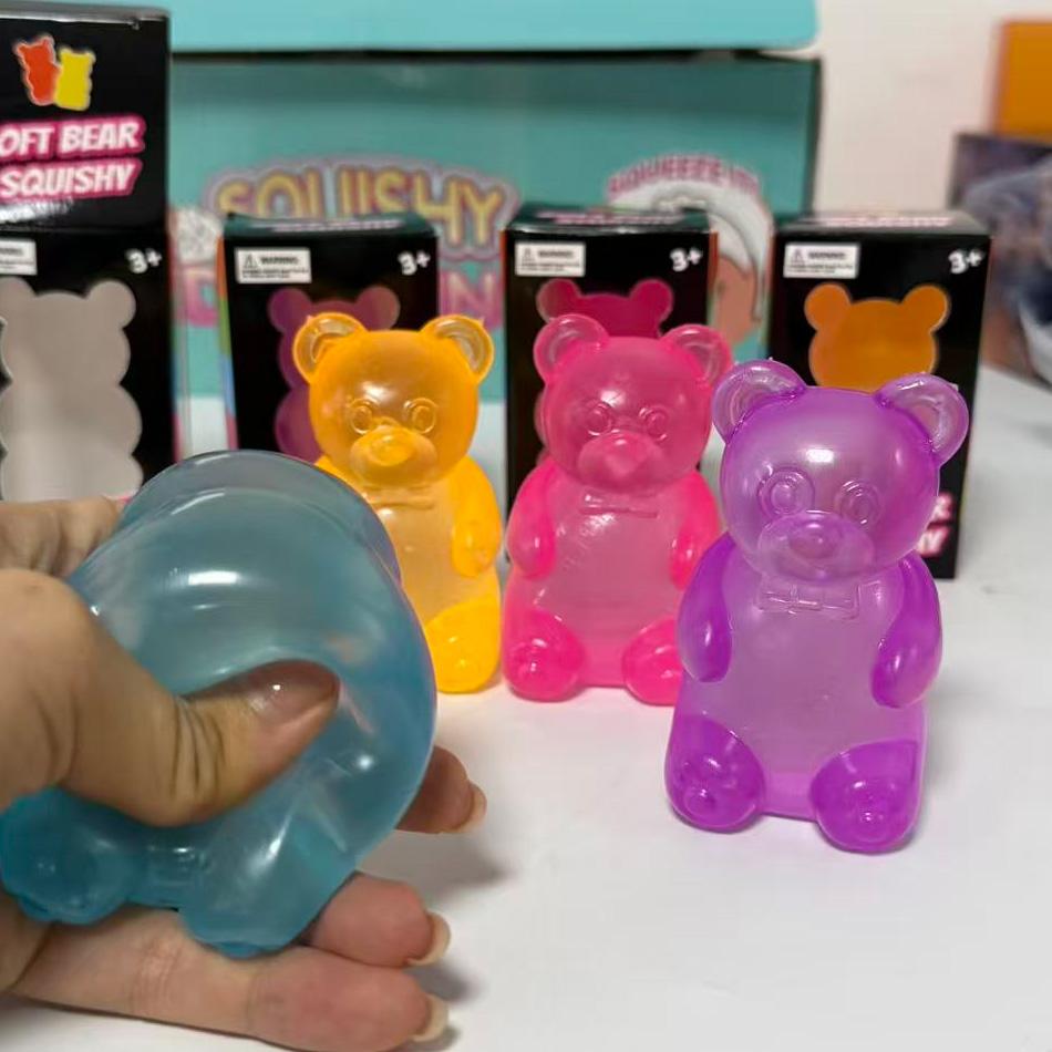 In Stock Cute Bear Maltose Squeeze Toy Dough Colorful Sensory Toy Creative New Item Desk Decoration Stress Relief Doll