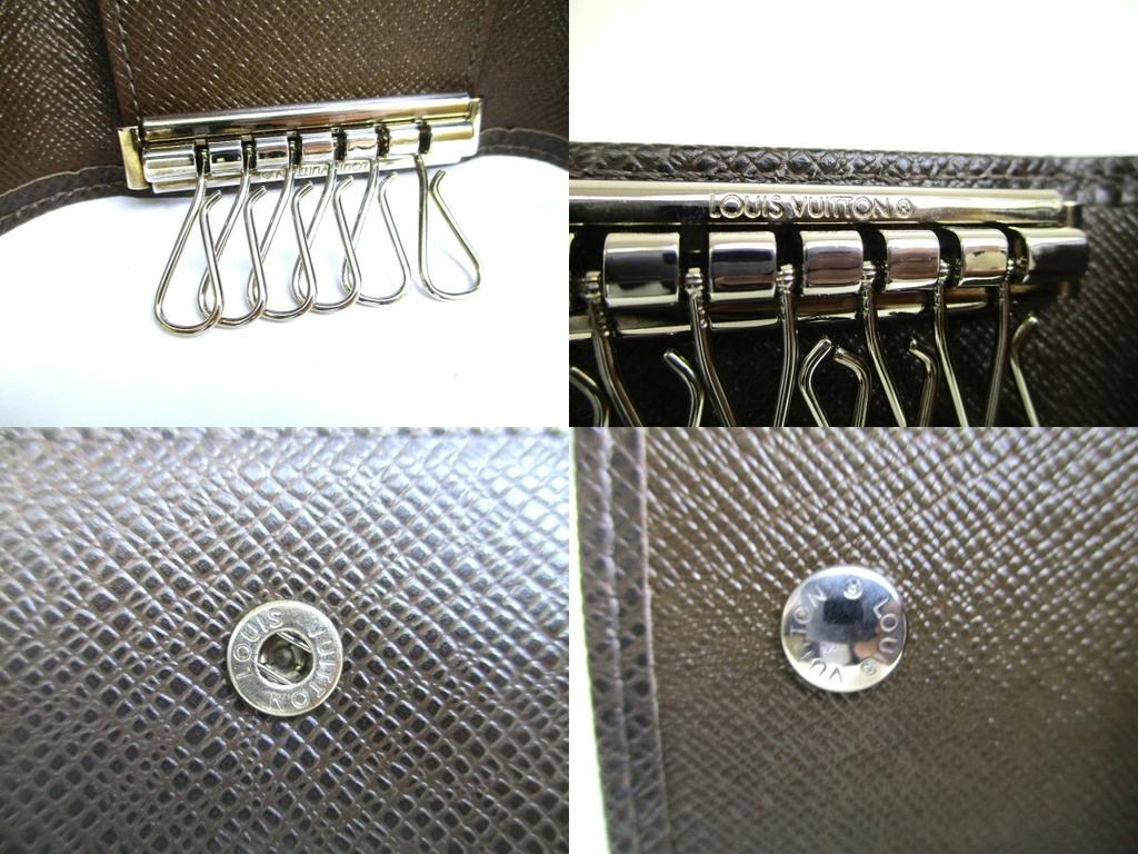 Authentic LOUIS VUITTON Dark Brown Taiga Leather Multicles 6 Key Cases #a650  Refurbished