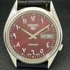 ПОДЕРЖАННЫЕ МУЖСКИЕ АВТОМАТИЧЕСКИЕ ЧАСЫ SEIKO 5 7009A ДЕНЬ/ДАТА ЯПОНИЯ КРАСНЫЙ ЦИФЕРБЛАТ a427898-2 R1054-a427898