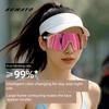 Kuwayo Outdoor Running and Cycling Color-Changing Sports Glasses, Windproof Day and Night Goggles for Nearsightedness