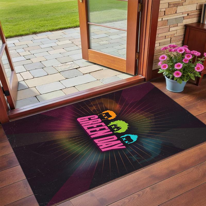 Green Day Print Crystal Velvet Plush Rug Wear?Resistant Anti?Slip Floor Mat For Indoor Household Decoration