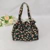 Floral Canvas Drawstring Tote Bag - Compact Lunch & Handbag for Women