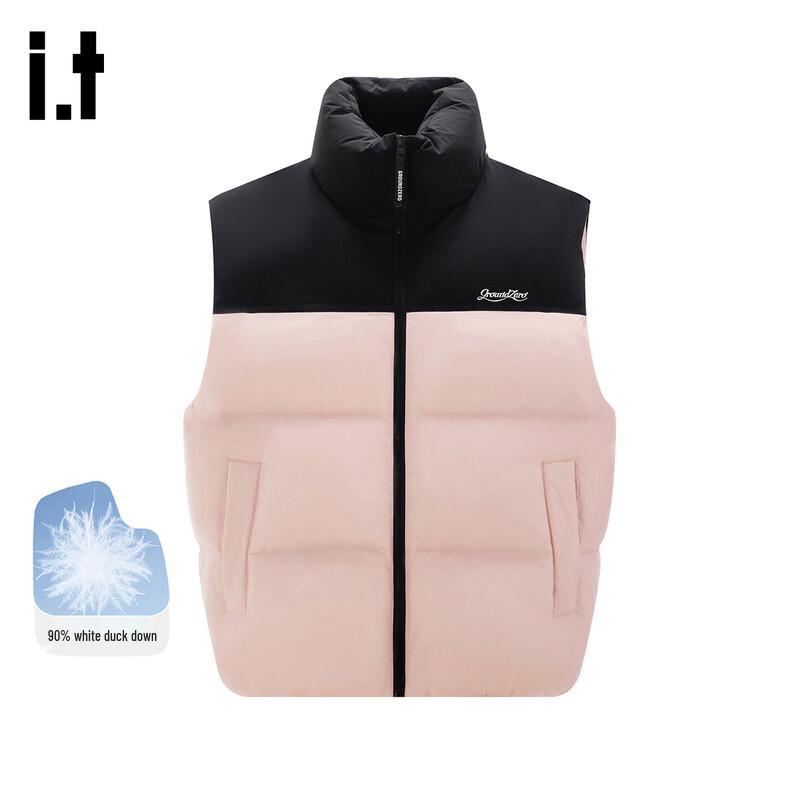 GROUND ZERO Unisex Letter Embroidered 90% Down Vest