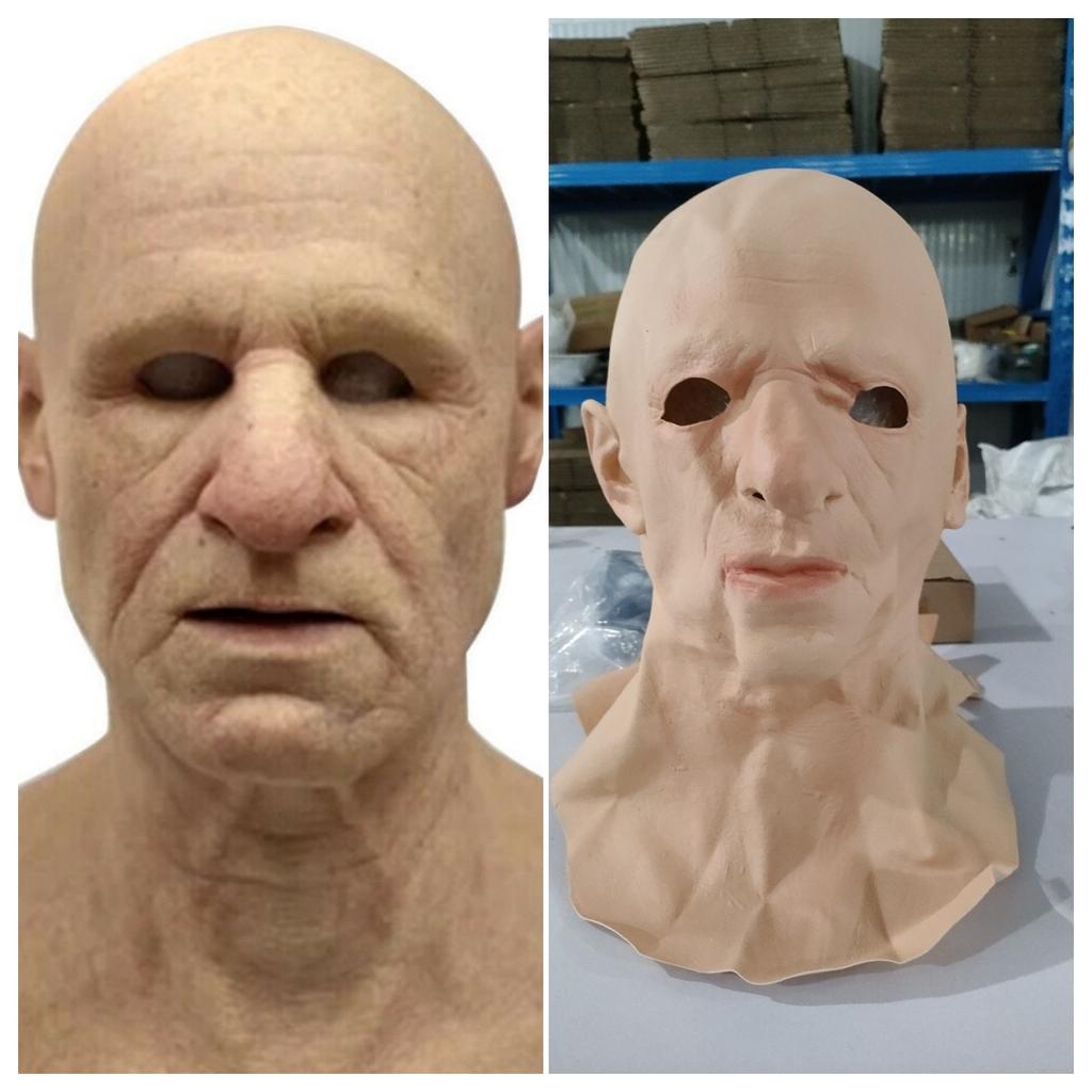 Косплей лысый старик морщинистая маска для лица Хэллоуин карнавальный реквизит