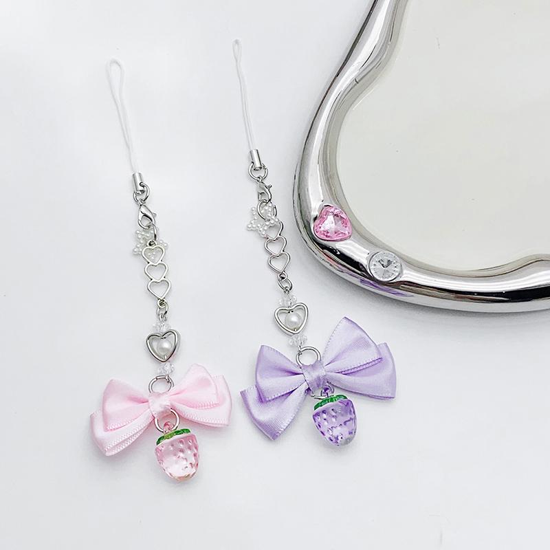 Сладкий бант клубника бисерный брелок кулон для женщин девочек милый брелок изысканный рюкзак украшения аксессуары подарок