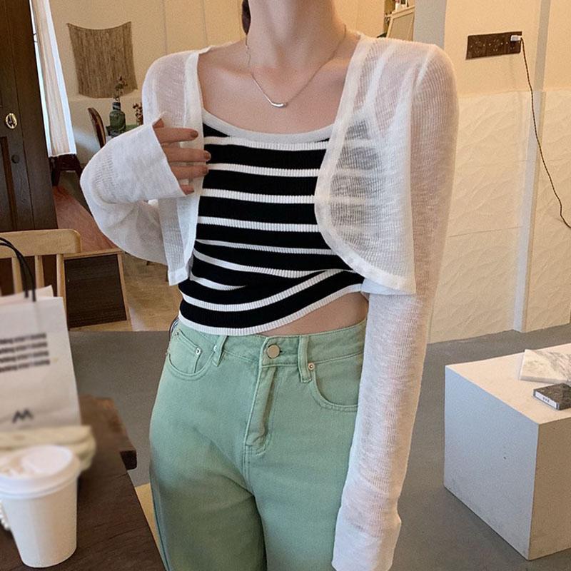 Женская узкая полосатая повседневная майка без рукавов, внутренняя и внешняя, универсальная, носибельная