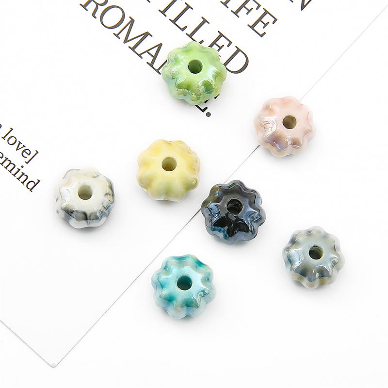 6 шт./пакет, керамические фарфоровые бусины ручной работы в форме тыквы, очаровательные бусины, свободные бусины-разделители для браслета, ожерелья, изготовление ювелирных изделий своими руками