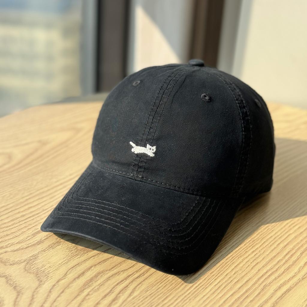 Korean-style versatile cartoon cat embroidered baseball cap for women, suitable for large head sizes, makes the face look smaller, soft-top duckbill