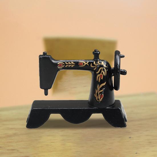 Мини-швейная машина с высоким уменьшением, реалистичный сплав, мини-мебель, кукольный домик, миниатюры, декор, аксессуары для развлечений