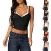 Женская Мода Повседневный Летний Сексуальный Однотонный Кружевной Топ-Майка с Низким Вырезом