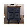 Table De Chevet - MUVOE - Vintage - Bois Massif - 2 Tiroirs - Bleu Foncé