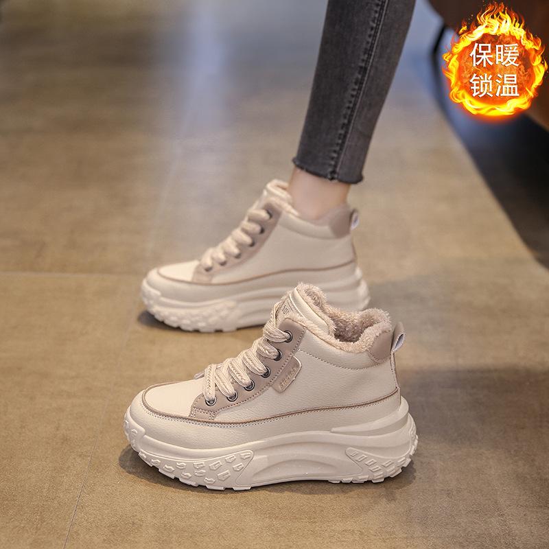 2025 Winter Velvet Warm Platform Cotton Shoes Women's Korean Version High-top Ins Tide Student Leisure Sports Women's Shoes K6717