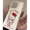 Bow Burgundy Red Line Kitty Suitable for Apple 16promax Mobile Phone Case Iphone15plus Cute 14