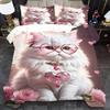 Милый кошачий узор с цветами, 3D-принт, комплект постельного белья, милая тема питомцев, модный художественный стиль, пододеяльник, мягкий, удобный, роскошный чехол для одеяла