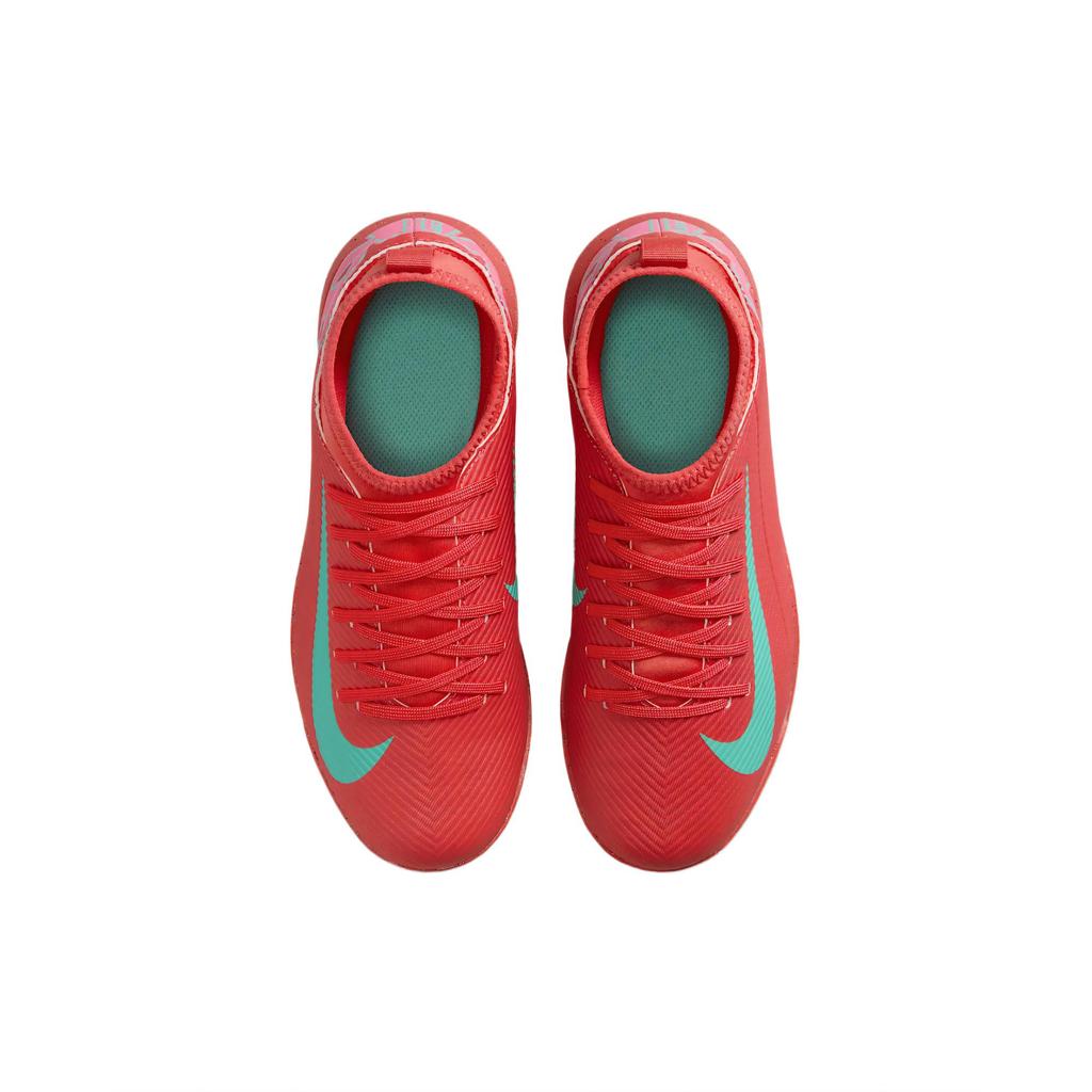 Новые детские футбольные бутсы Nike ClubMercurial Superfly 10 с прочной легкой амортизацией, средней высоты, пепельно-красные/аврорально-зеленые, детские FQ8313-800