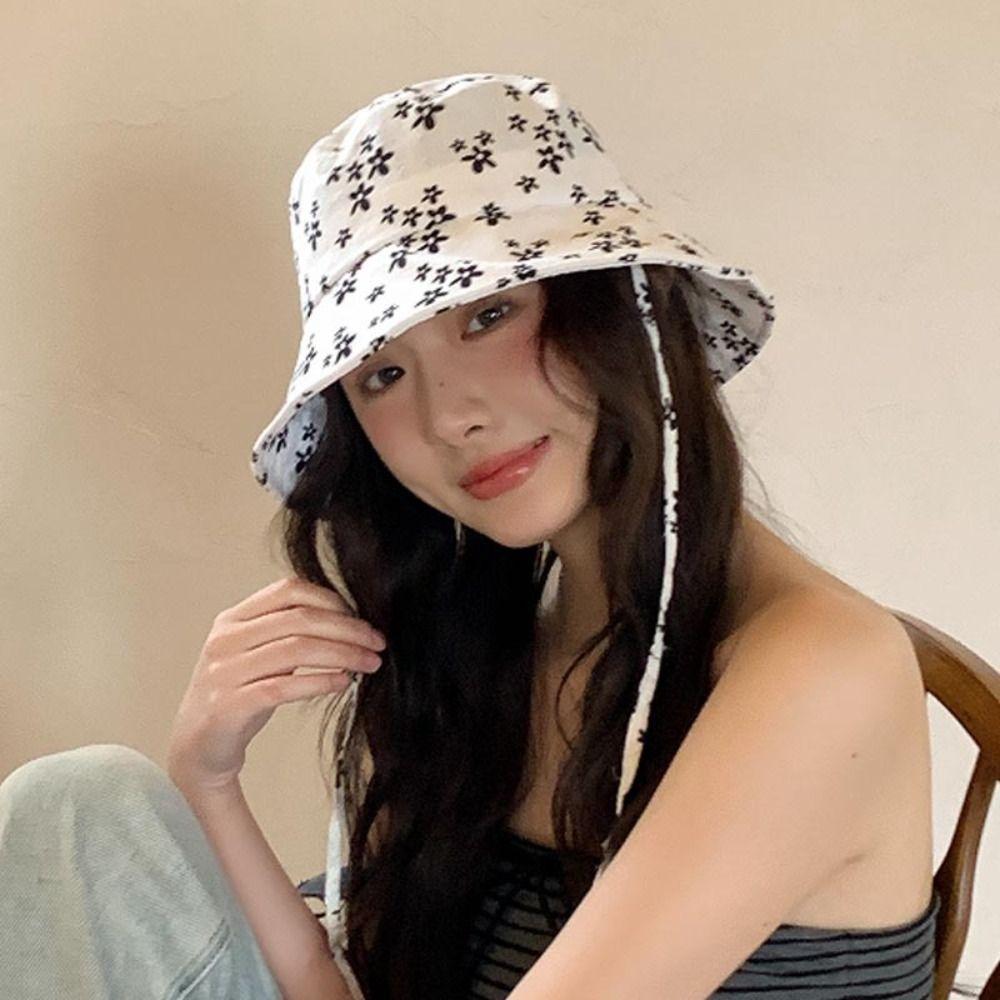 Adjustable Fisherman Hat Broken Flowers Sunshade Hat Sweet Women Sunscreen Hat Outdoor