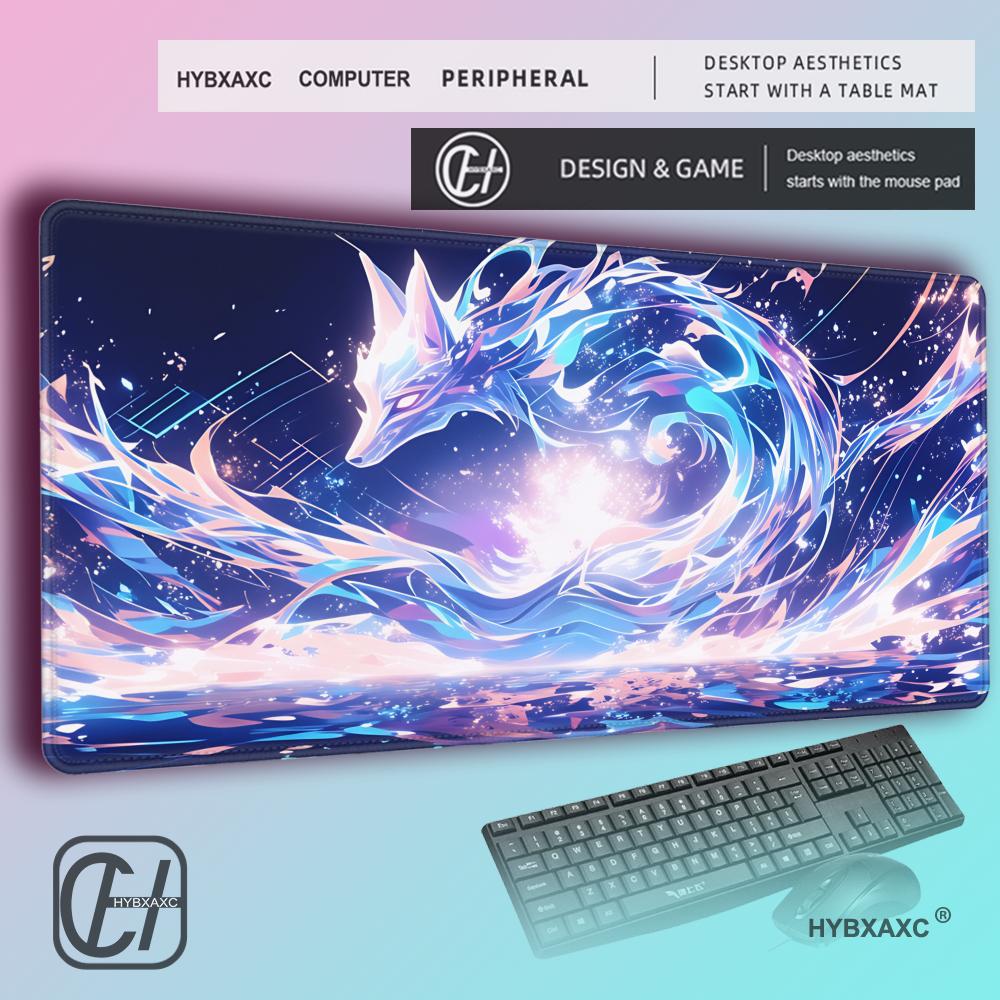 HYBXAXC Коврик для мыши Аниме Лиса Геймер Розовый Фиолетовый Звезда Большой Игровой Коврик для Мыши Настольные Аксессуары Нескользящий Коврик для Мыши Кавайный Настольный Коврик