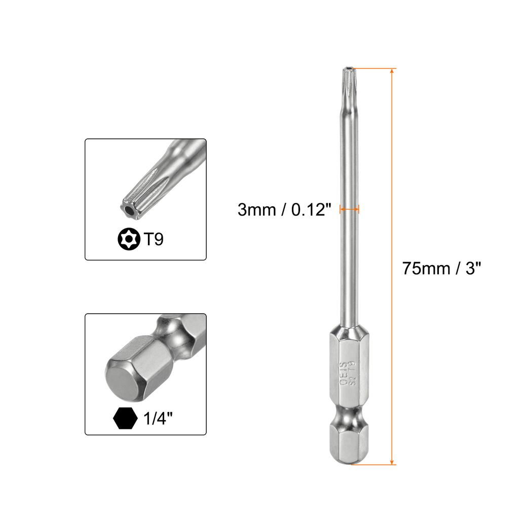 1/2 шт. Безопасный Torx Бит 1/4" Шестигранный Хвостовик 3" Длиной T6/T7/T8/T9/T10/T15/T20/T25/T27/T30/T35/T40 Магнитная Отвертка Torx Головка с Отверстием