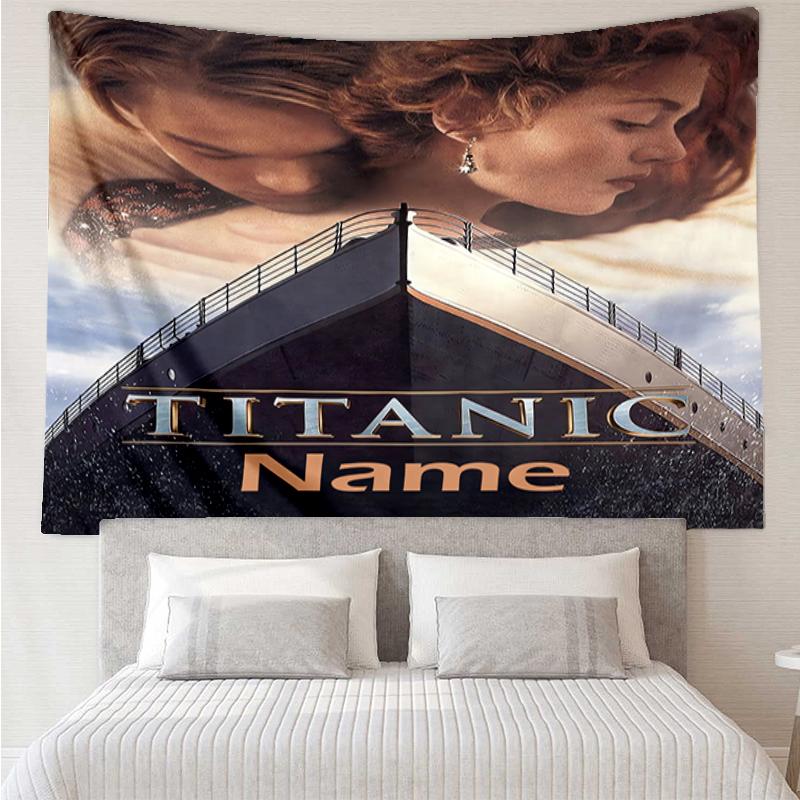 Custom Name Titanic Print Tapestry, Backdrop, Easy Setup, Ideal for Bedroom, Office & Living Room, with Aesthetic Wall Hanging Decor.