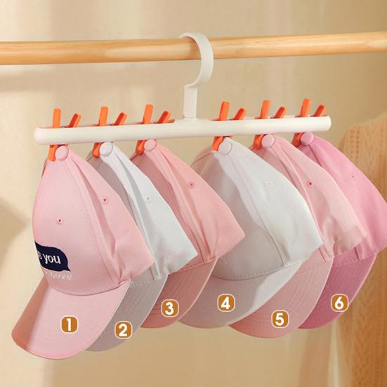 Hat Hanger 6 Clips Space-saving PP Strong Hold Baseball Cap Organizer for Closet